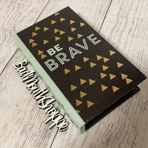 Teal Black BE BRAVE Geometric Triangle Hidden Storage Book Box